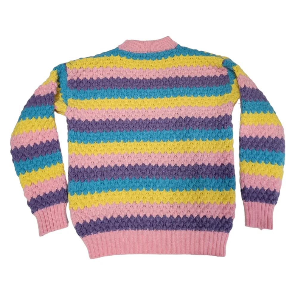 Vintage striped pastel girls cableknit sweater